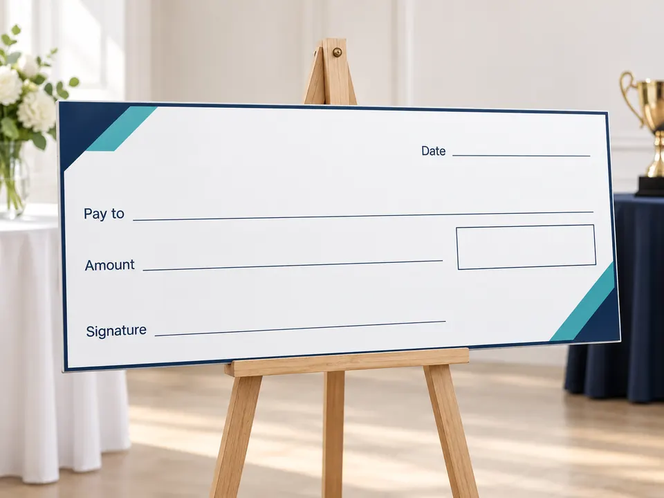 Giant Cheques — illustrative example showing the product in use