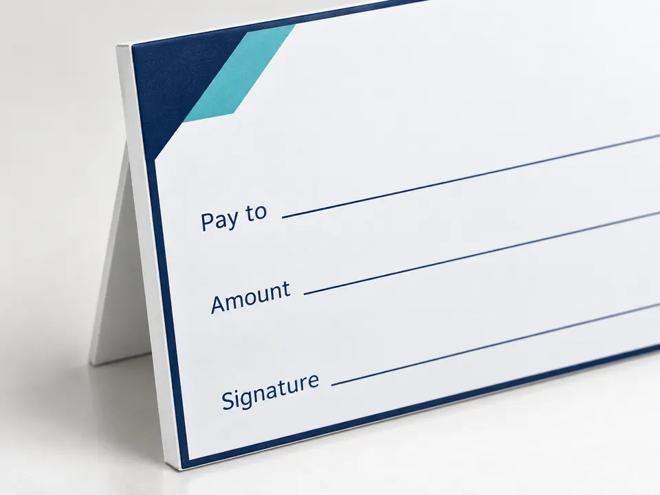 Giant Cheques — close-up of the illustrative product materials and finish