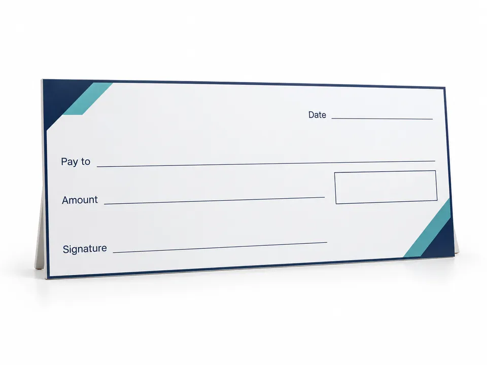 Giant Cheques — illustrative product concept on a clean background