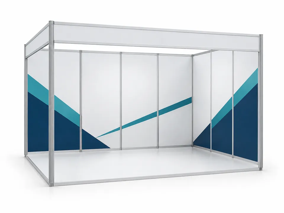 Shell Scheme Booths — illustrative product concept on a clean background