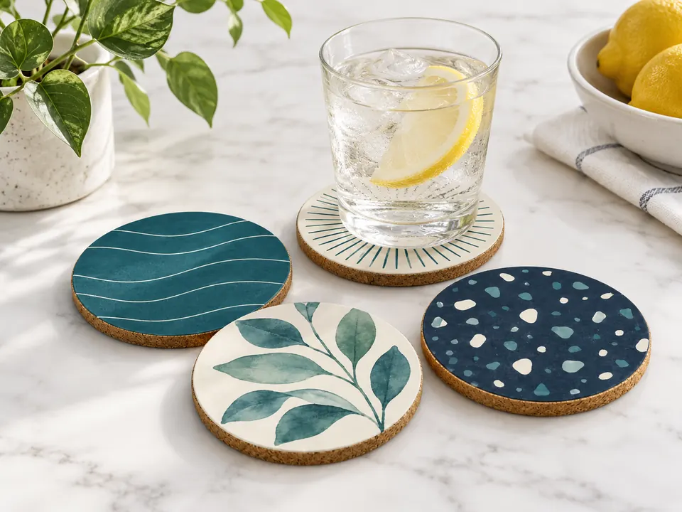 Coasters — illustrative example showing the product in use