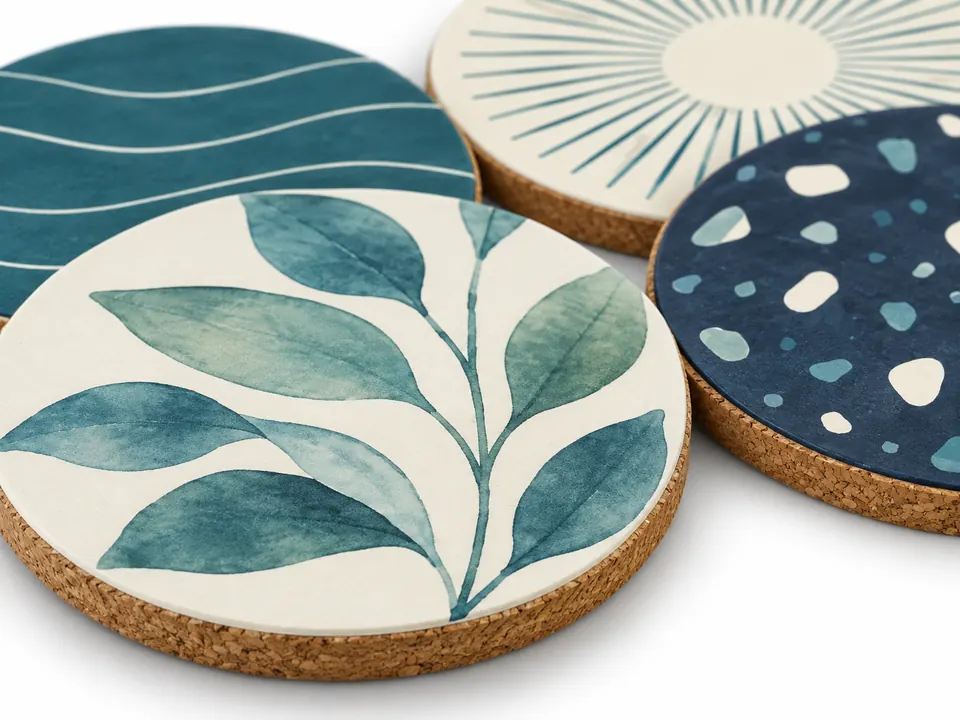 Coasters — close-up of the illustrative product materials and finish
