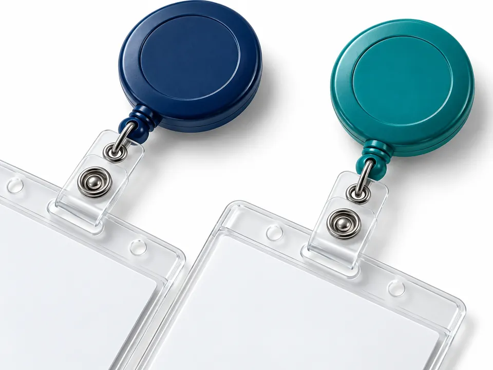 ID Cards & Badge Reels — close-up of the illustrative product materials and finish