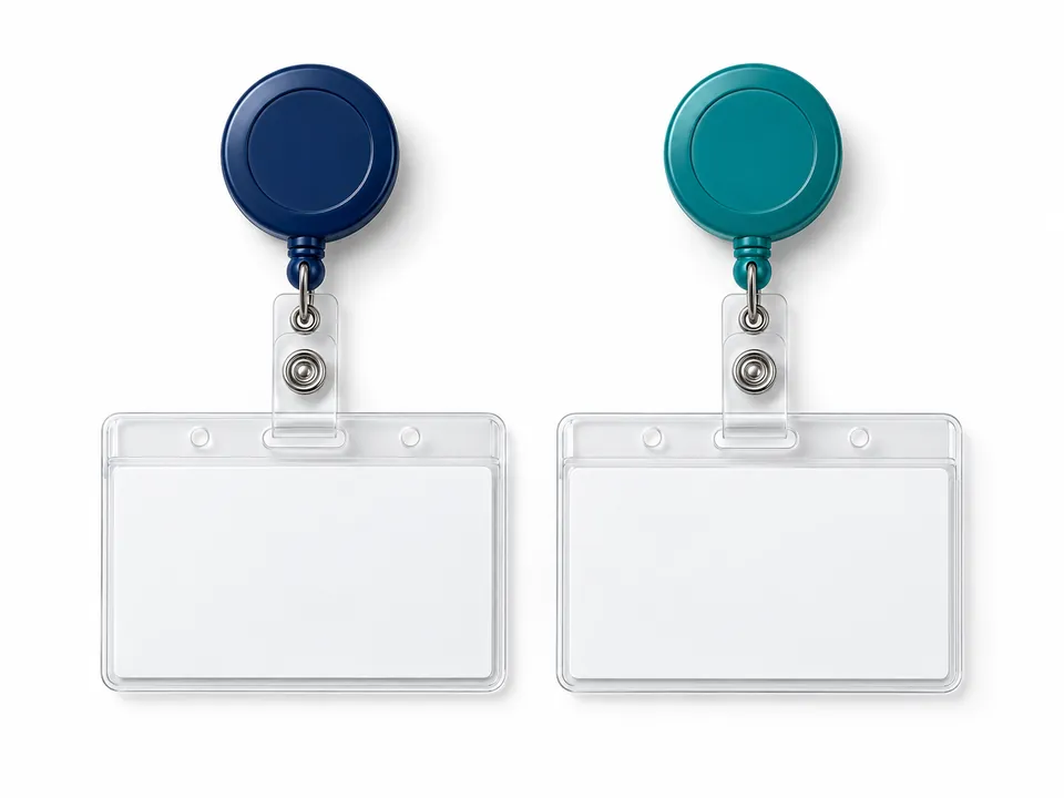 ID Cards & Badge Reels — illustrative product concept on a clean background