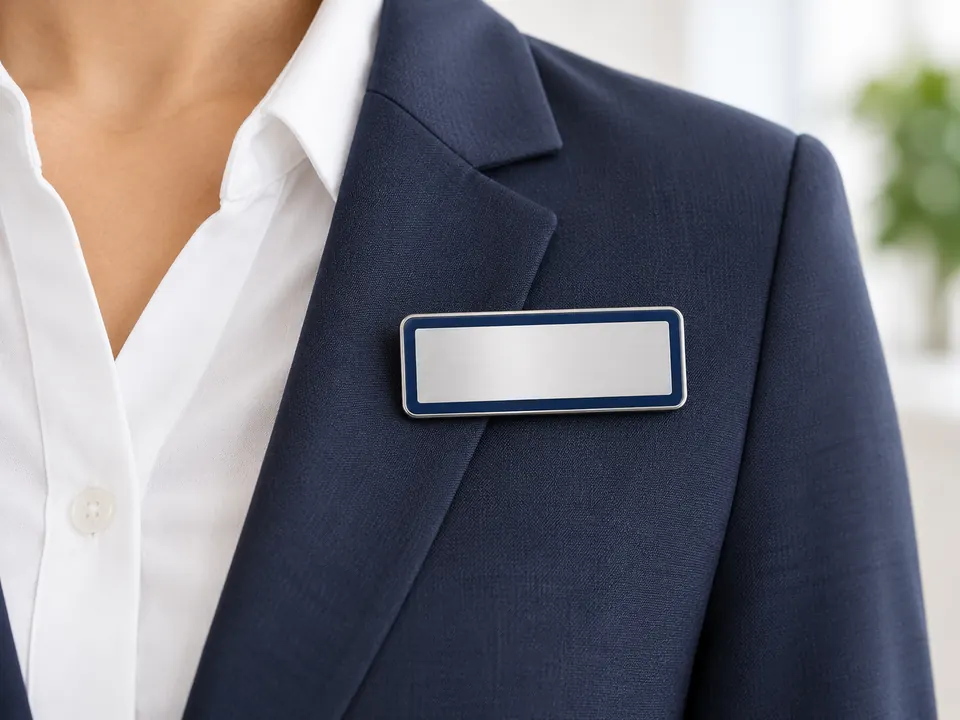 Name Badges — illustrative example showing the product in use