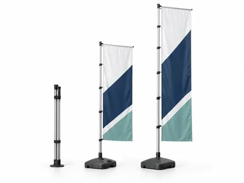 Telescopic Flags — illustrative product concept on a clean background