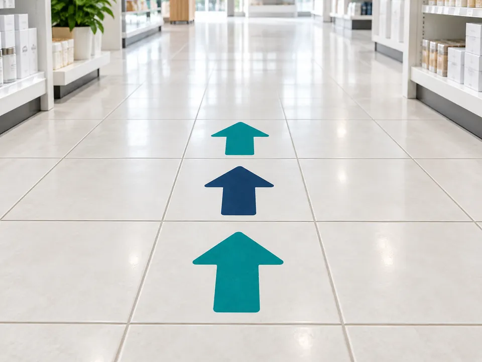 Floor Direction Stickers — illustrative example showing the product in use