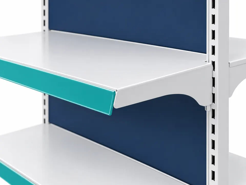 Floor Display Gondolas — close-up of the illustrative product materials and finish