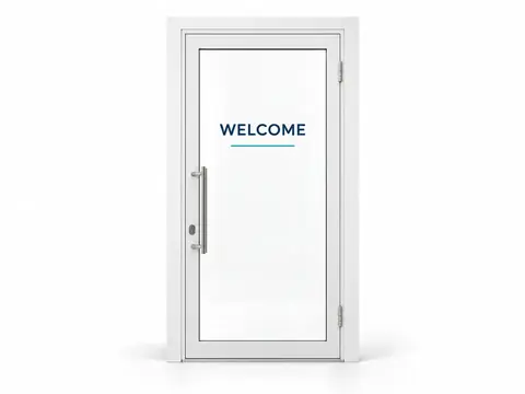 Window Vinyl Lettering — illustrative product concept on a clean background