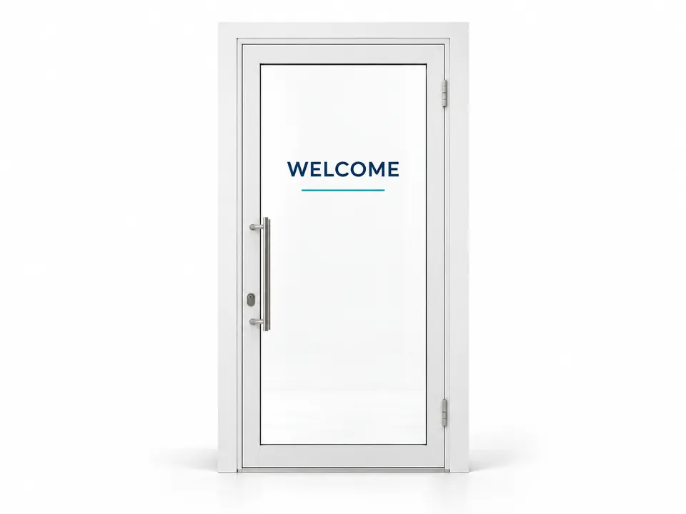 Window Vinyl Lettering — illustrative product concept on a clean background
