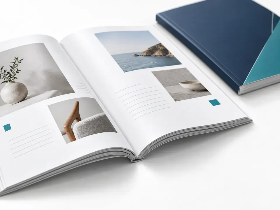 Booklets & Catalogues — close-up of the illustrative product materials and finish