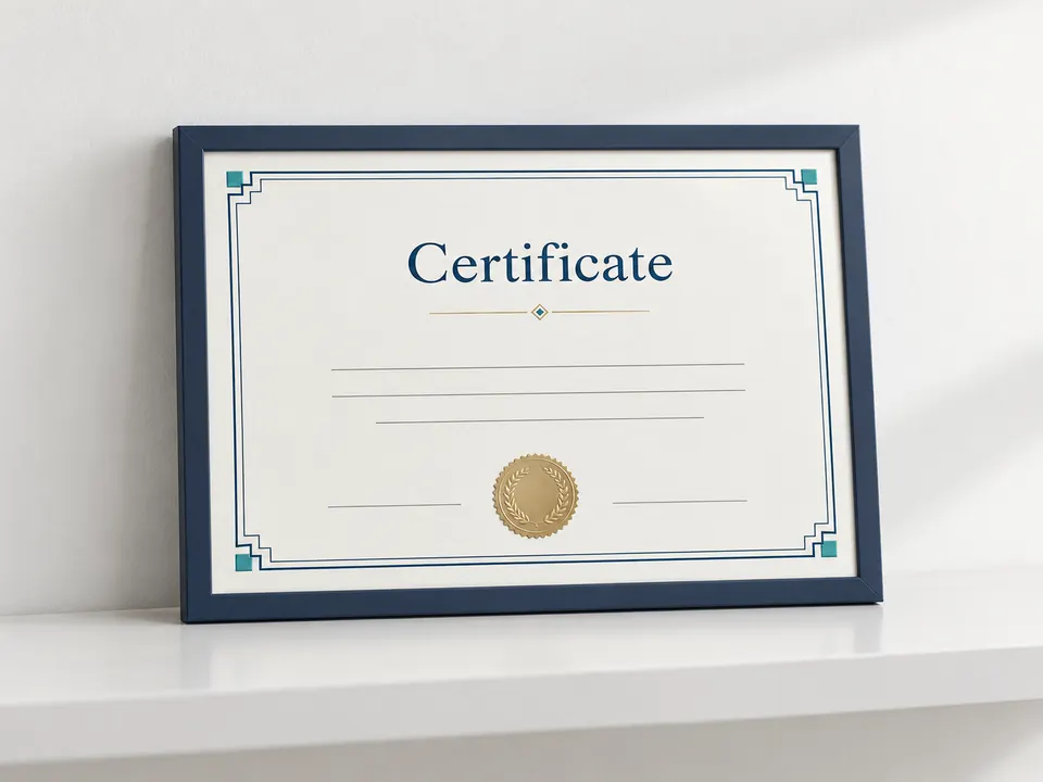 Certificates — illustrative example showing the product in use