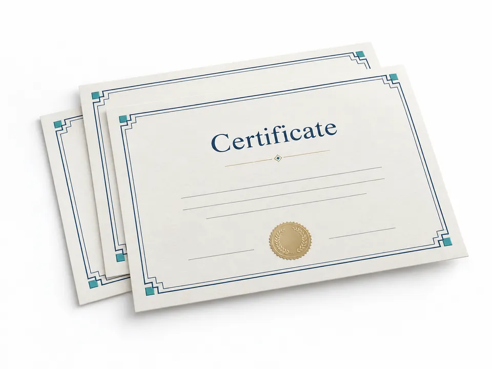 Certificates — illustrative product concept on a clean background