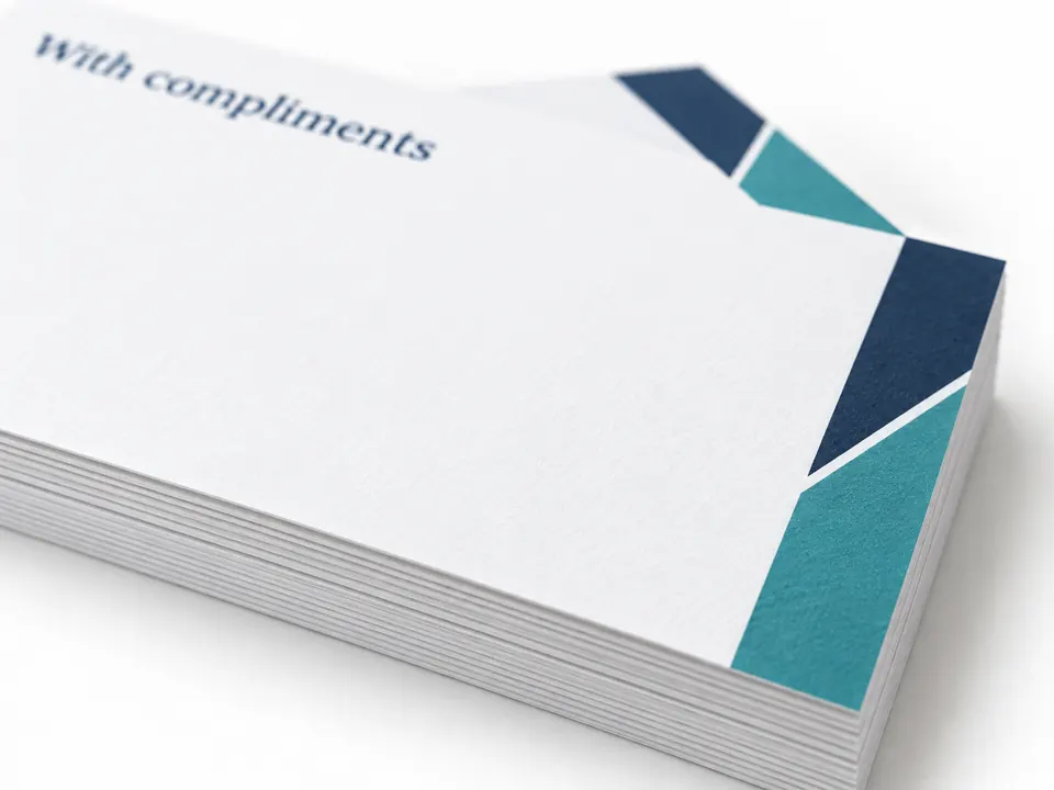 Compliment Slips — close-up of the illustrative product materials and finish