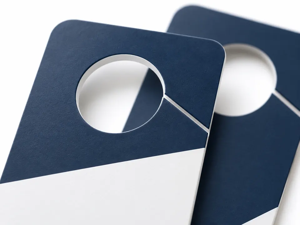 Door Hangers — close-up of the illustrative product materials and finish