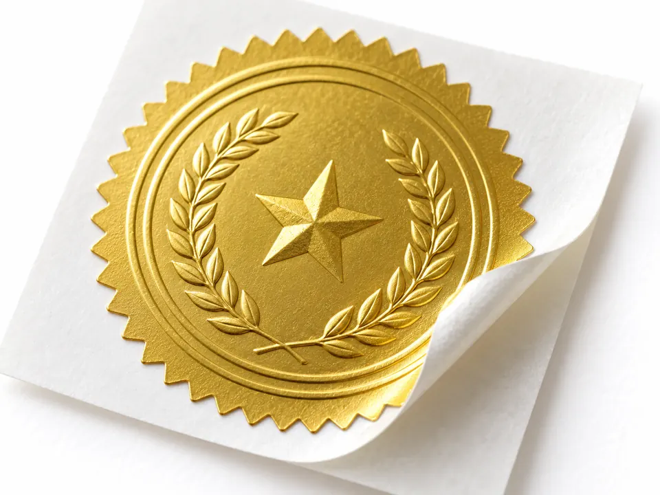 Embossing Seal Stickers — close-up of the illustrative product materials and finish