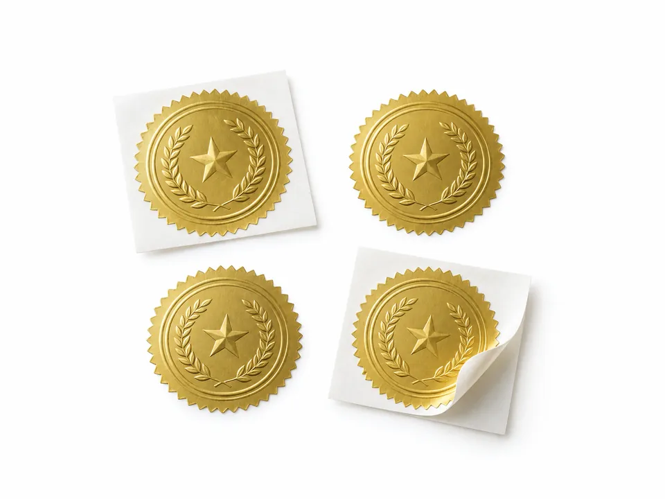 Embossing Seal Stickers — illustrative product concept on a clean background
