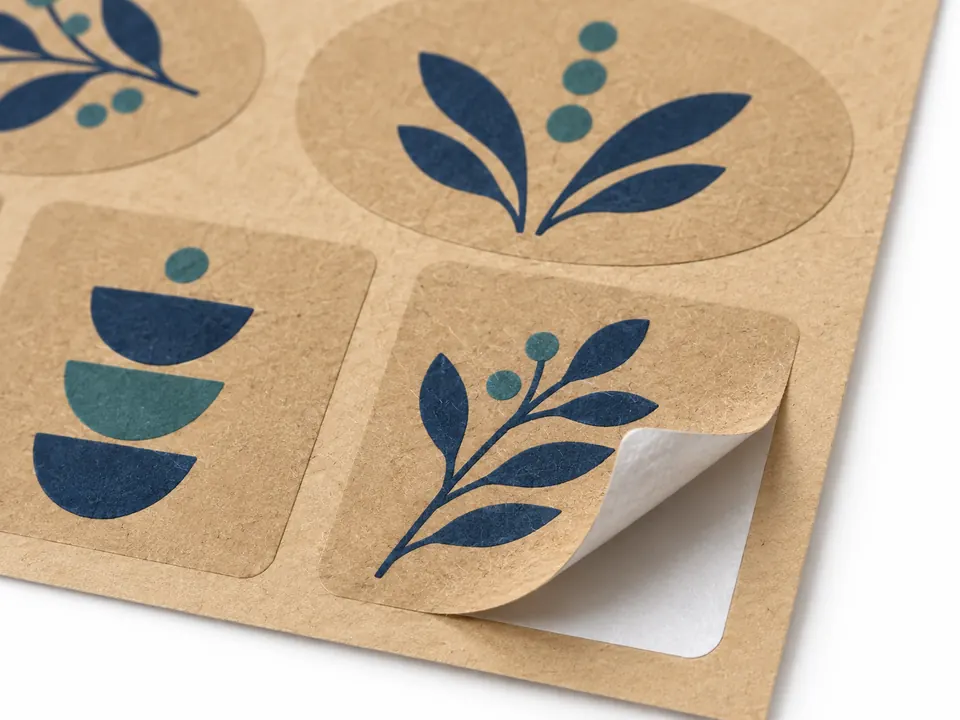 Kraft Paper Stickers — close-up of the illustrative product materials and finish