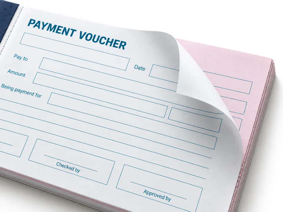 Payment Vouchers — close-up of the illustrative product materials and finish