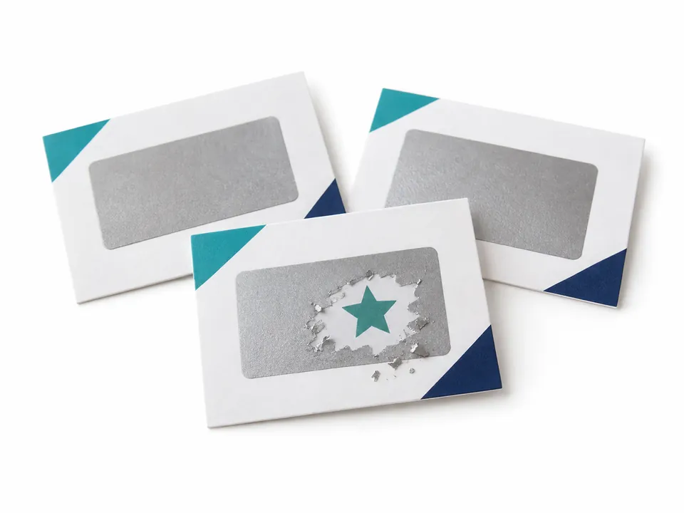 Scratch & Win Coupons — illustrative product concept on a clean background