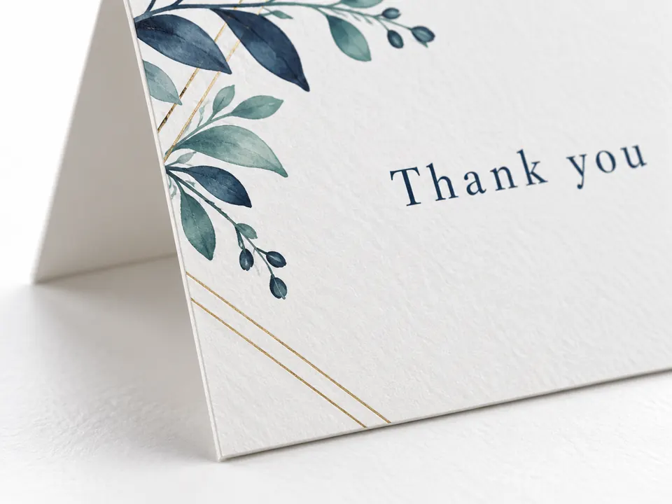 Thank You Cards — close-up of the illustrative product materials and finish