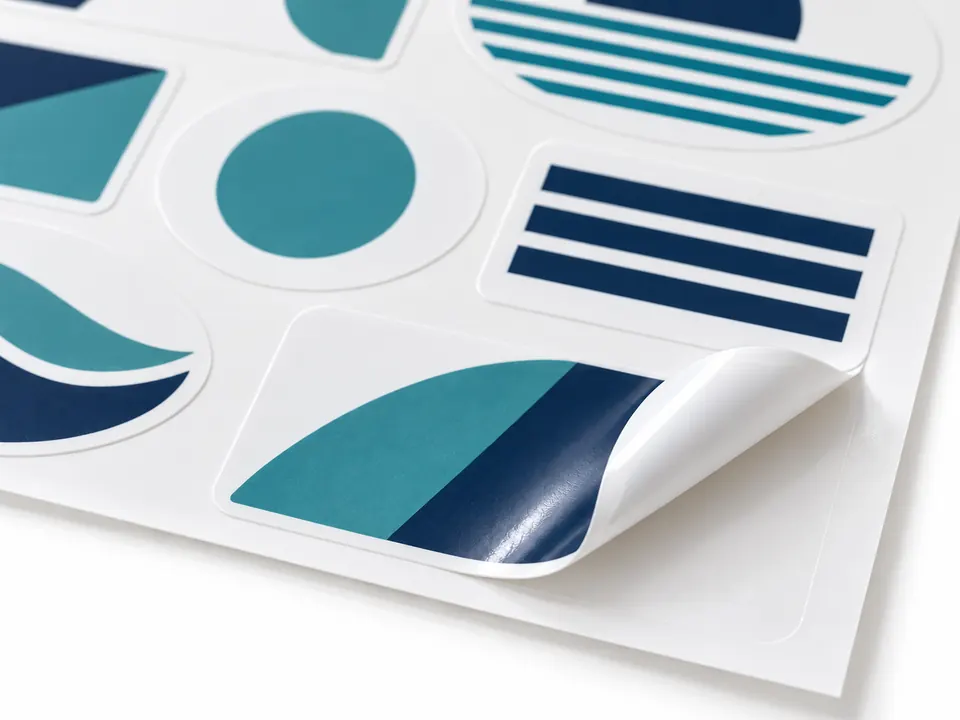 White PVC Stickers — close-up of the illustrative product materials and finish
