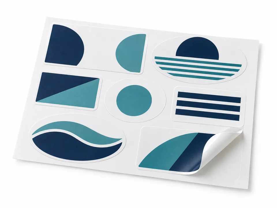 White PVC Stickers — illustrative product concept on a clean background