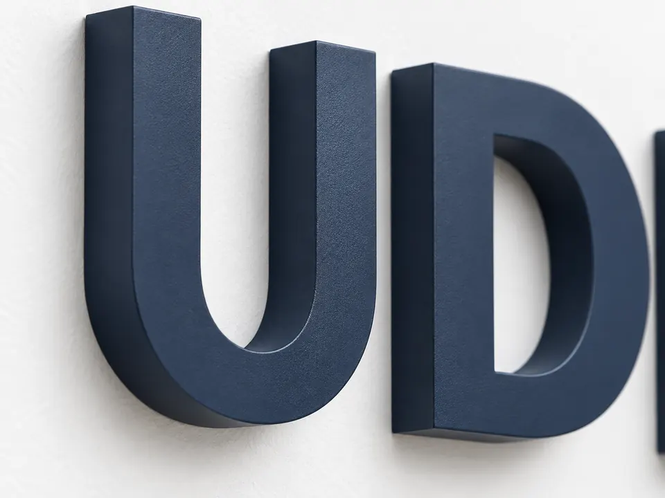 3D Signage — Unlit — close-up of the illustrative product materials and finish