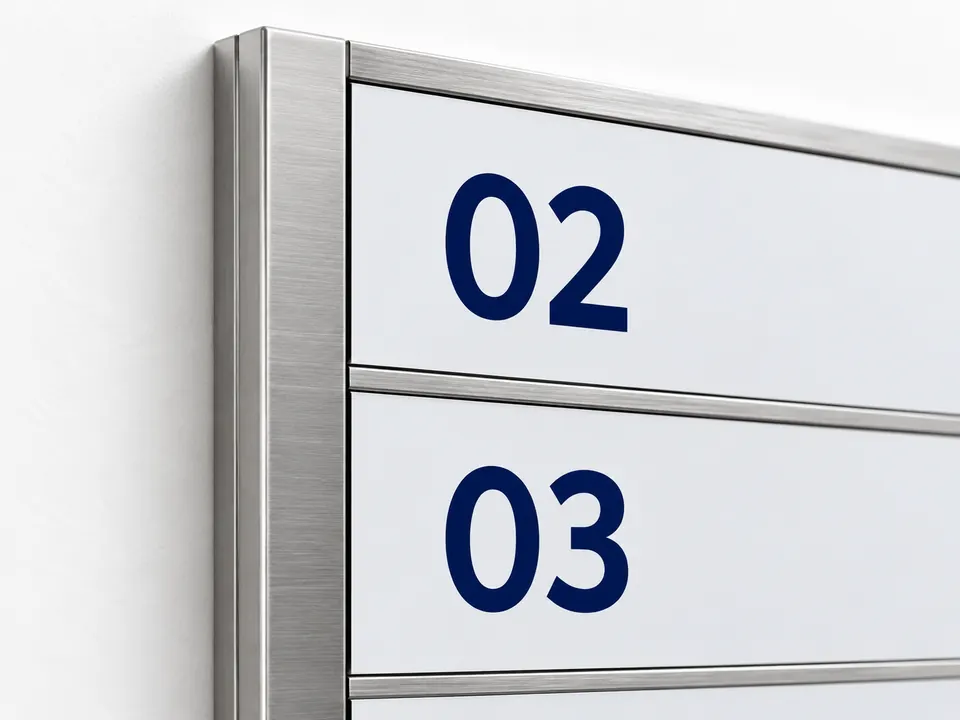 Directory Signage — close-up of the illustrative product materials and finish