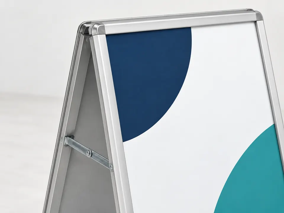 Foldable Standing Signs — close-up of the illustrative product materials and finish