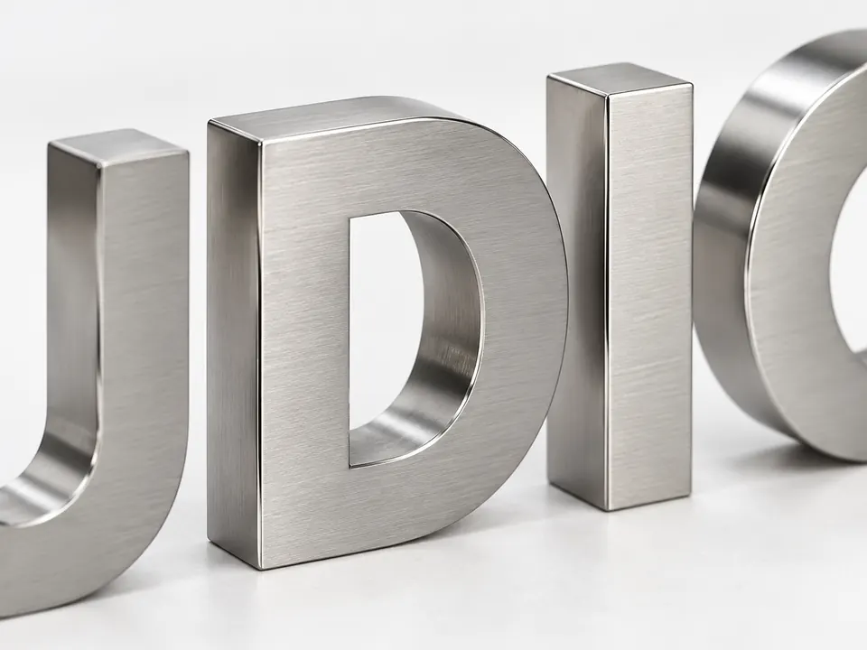Metal Letters — close-up of the illustrative product materials and finish