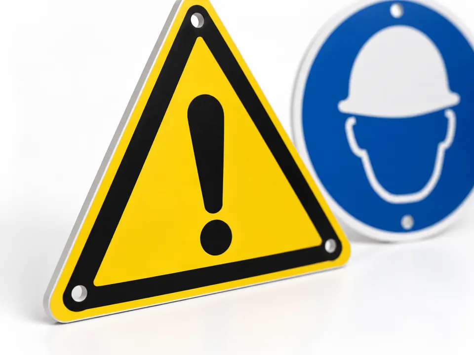 Safety Signs — close-up of the illustrative product materials and finish