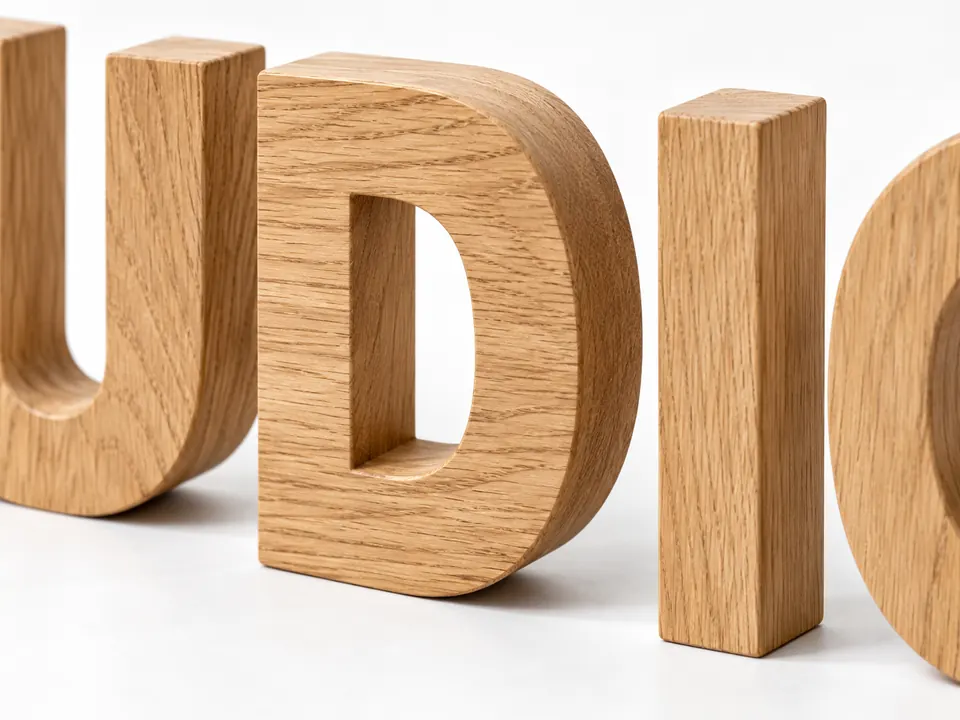 Wooden Letters — close-up of the illustrative product materials and finish